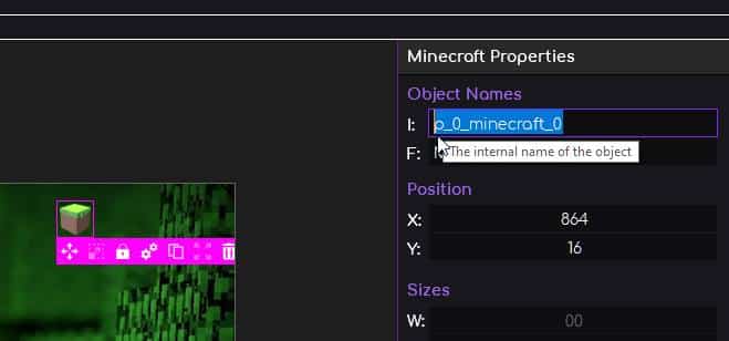 Minecraft Object Internal Name